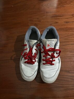 Reebok Classic White Sneakers with Red Laces